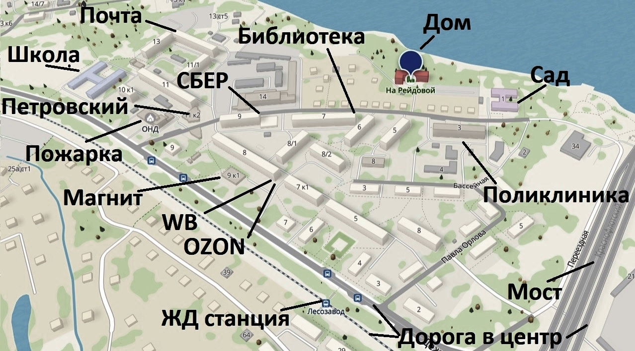 Карта района — расположение дома и ближайшей инфраструктуры